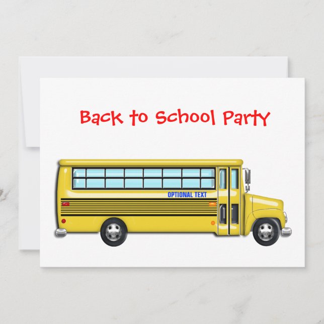 School Bus  Back to School Party CUSTOMIZE Invitation (Front)