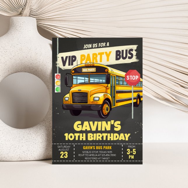 School Bus Birthday Party Invitation (School Bus Birthday Party Invitation )