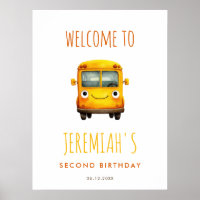 School Bus Birthday Party Welcome Poster