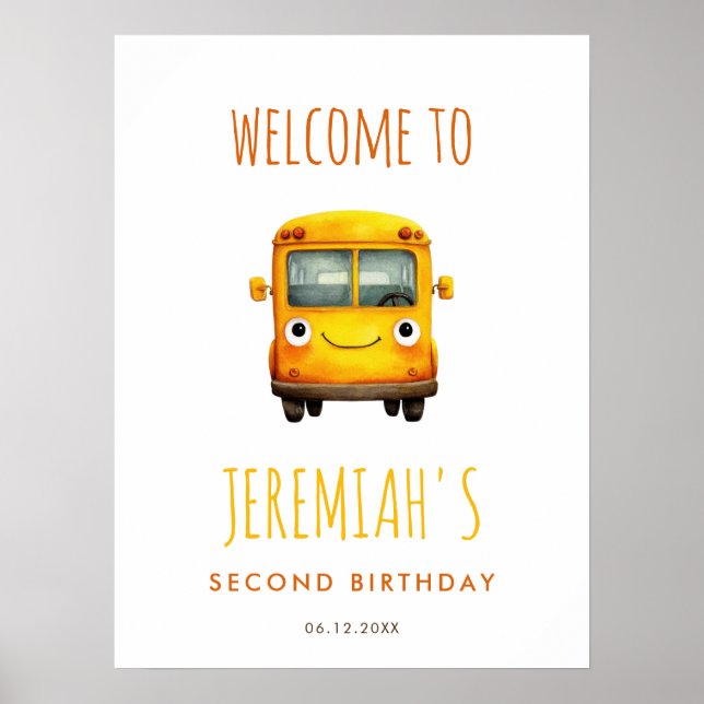 School Bus Birthday Party Welcome Poster (Front)