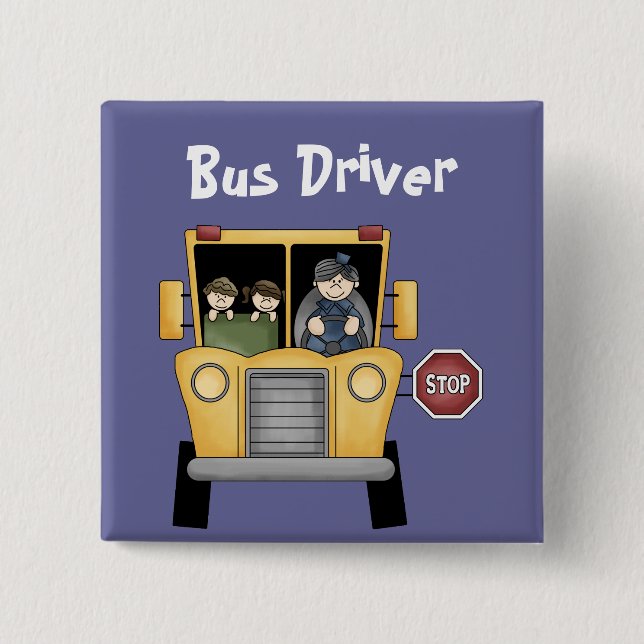 School Bus ~ Bus Driver Customisable Button (Front)