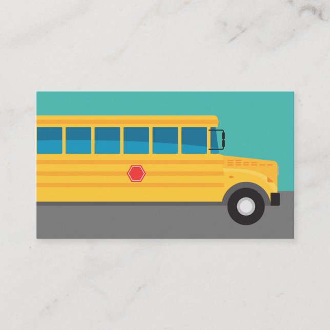 School Bus Business Cards - Yellow Blue (Front)