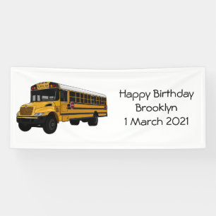 School bus cartoon illustration banner