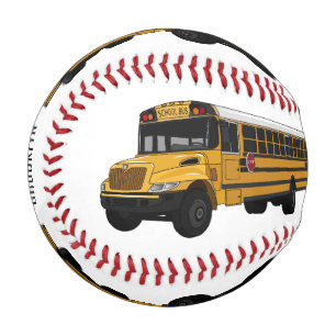 School bus cartoon illustration baseball