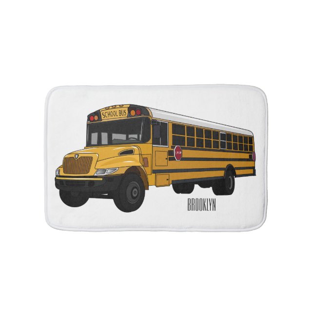 School bus cartoon illustration  bath mat (Front)