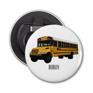 School bus cartoon illustration bottle opener