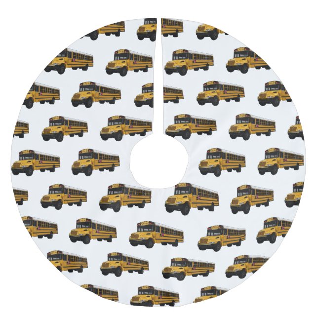 School bus cartoon illustration brushed polyester tree skirt (Front)