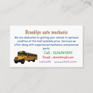 School bus cartoon illustration business card