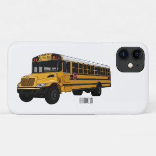 School bus cartoon illustration iPhone 11 case