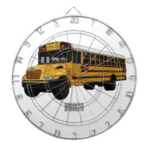 School bus cartoon illustration dartboard