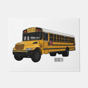 School bus cartoon illustration doormat