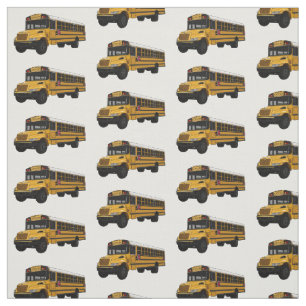 School bus cartoon illustration fabric