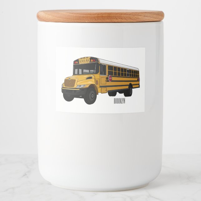 School bus cartoon illustration food label (Front)