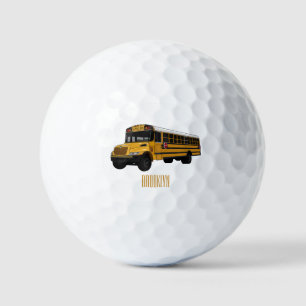 School bus cartoon illustration  golf balls