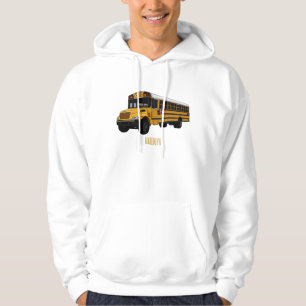 School bus cartoon illustration hoodie
