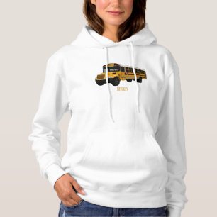 School bus cartoon illustration hoodie