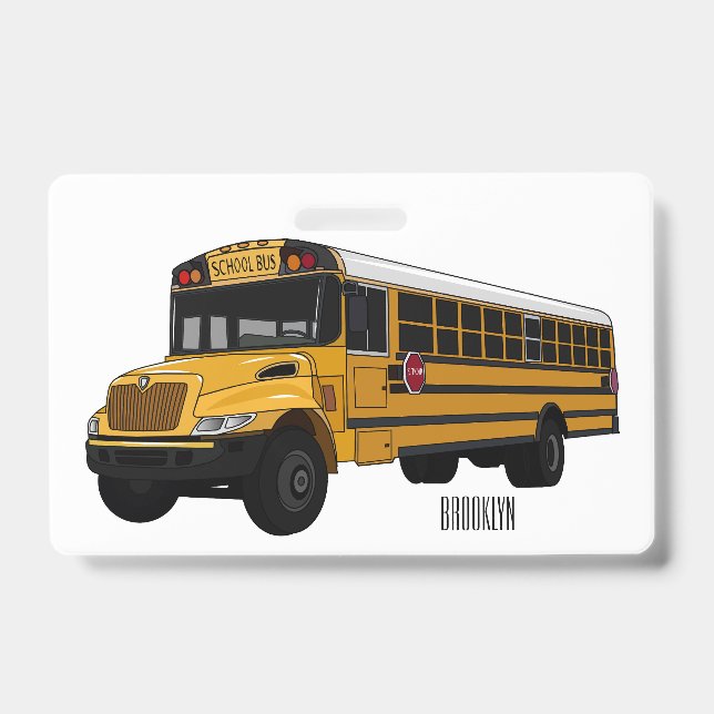 School bus cartoon illustration   ID badge (Front)