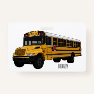 School bus cartoon illustration   ID badge