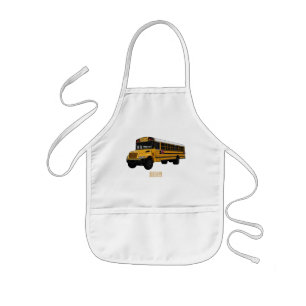 School bus cartoon illustration kids apron