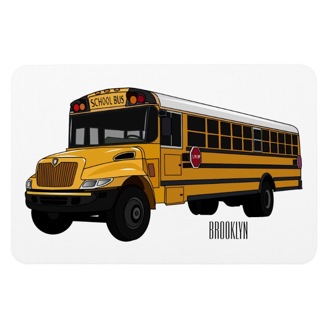 School bus cartoon illustration   magnet (Horizontal)