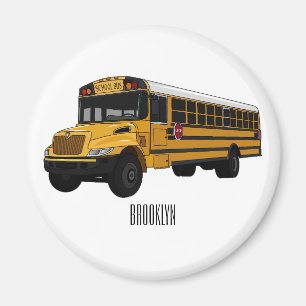 School bus cartoon illustration  magnet