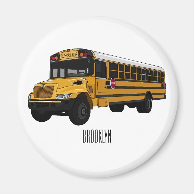 School bus cartoon illustration  magnet (Front)