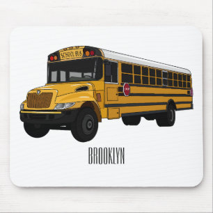 School bus cartoon illustration   mouse mat