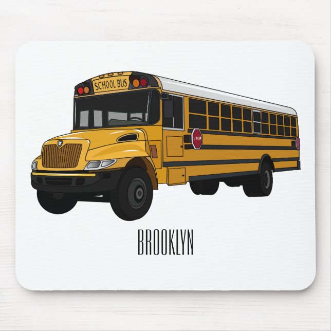 School bus cartoon illustration   mouse mat (Front)