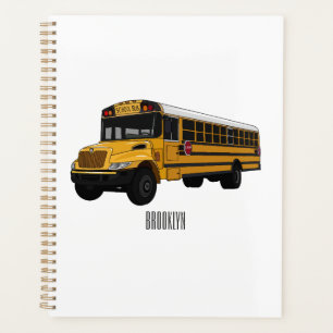 School bus cartoon illustration  planner