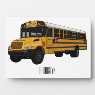 School bus cartoon illustration  plaque