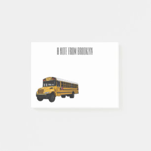 School bus cartoon illustration  post-it notes