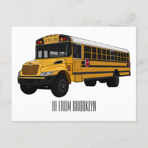 School bus cartoon illustration  postcard