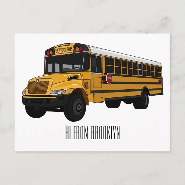 School bus cartoon illustration  postcard (Front)