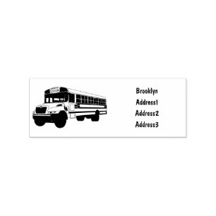 School bus cartoon illustration  rubber stamp