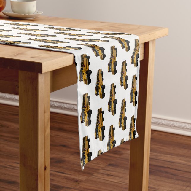 School bus cartoon illustration  short table runner (In Situ)