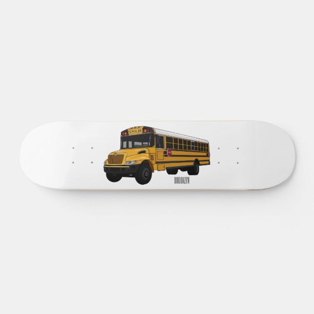 School bus cartoon illustration  skateboard (Horz)