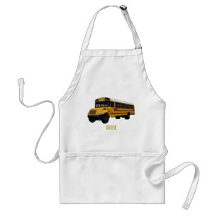 School bus cartoon illustration  standard apron