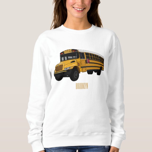 School bus cartoon illustration  sweatshirt (Front)