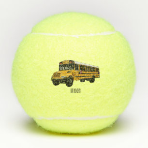 School bus cartoon illustration tennis balls