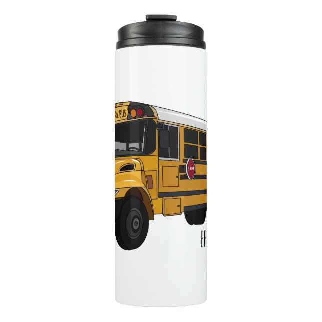 School bus cartoon illustration  thermal tumbler (Front)