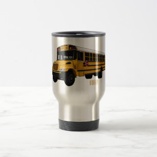 School bus cartoon illustration  travel mug