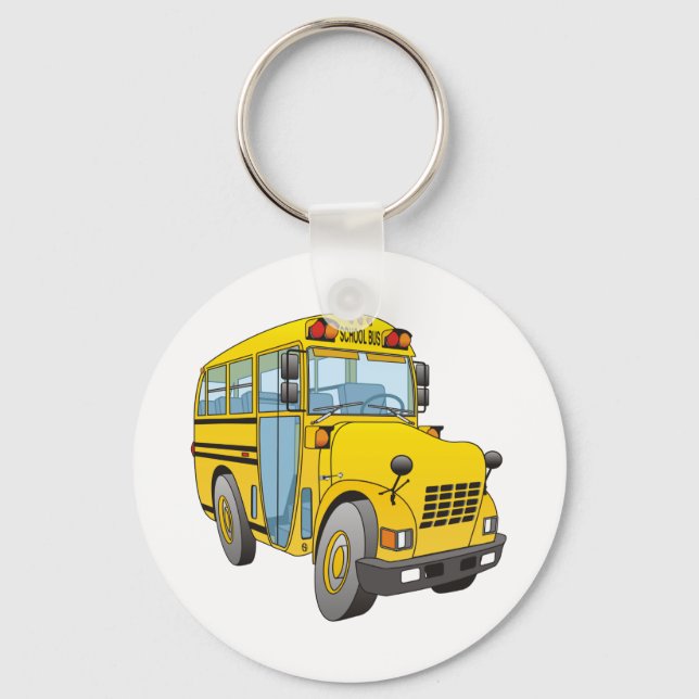 School Bus Cartoon Key Ring (Front)