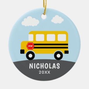 School Bus  Ceramic Tree Decoration