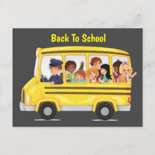 School Bus Children Postcard