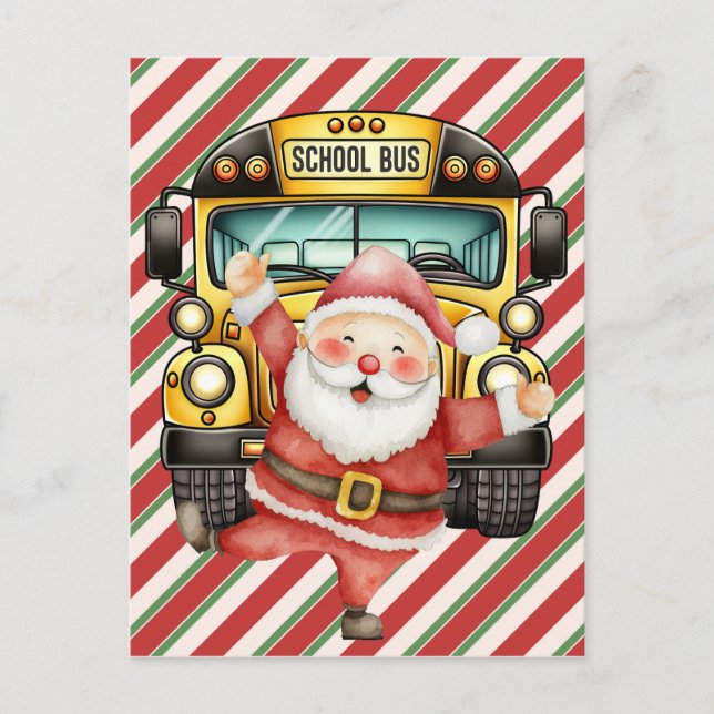 School Bus Christmas for Driver greeting card (Front)