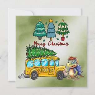 School Bus Christmas for Driver Holiday Card