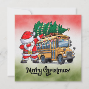School Bus Christmas for Driver Holiday Card