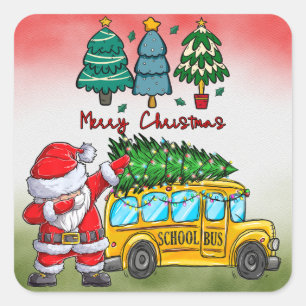 School Bus Christmas for Driver Square Sticker