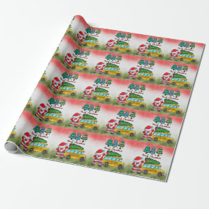 School Bus Christmas for Driver with Santa Claus Wrapping Paper