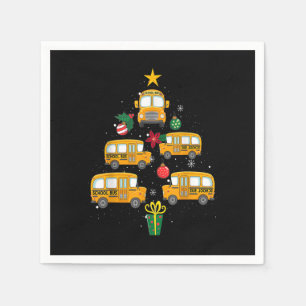School Bus Christmas Tree Funny Boys Girls Kids Xm Napkin